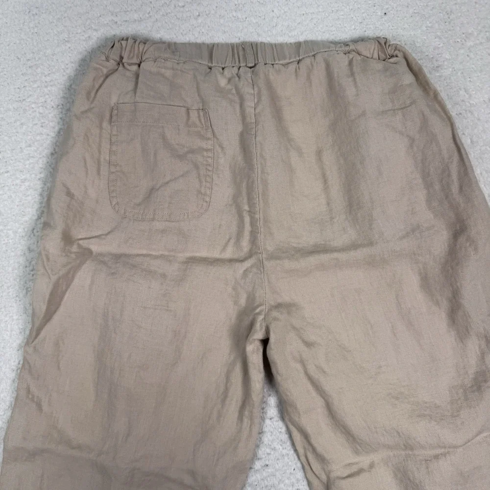 Quince 100% European Linen Pants Driftwood Beige Sz XS Elastic Waist 25